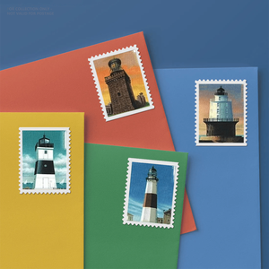 Etiquetas de Sellos Permanentes, Etiquetas Postales con la Bandera de EE. UU., Faroles del Atlántico Medio <span class=keywords><strong>2021</strong></span>, Servicio Postal de Estados Unidos, Pegatinas de Sellos de EE. UU. - Product Image 1