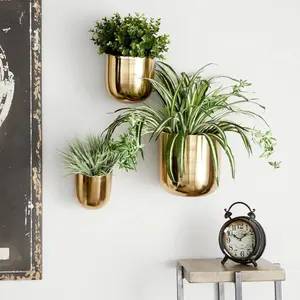 Support de plante d'intérieur rond en métal doré, présentoir mural en chrome, jardinières suspendues, support de pot de fleurs d'extérieur - Product Image 5