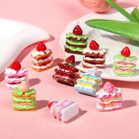 Accessoires de boucles d'oreilles DIY en résine, motif gâteau aux fraises Napoléon, pour jeux alimentaires, vente en gros, ornement de maison de poupée, colle crème pour créations alimentaires