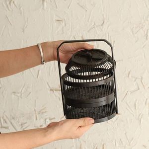 <b>Bamboo</b> Food <b>Container</b> Double Layer Birdcage Style Polygon Shape Kitchen Use Standing Type Woven Basket - Product Image 4