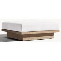 Ottoman d'extérieur moderne en teck, bois dur, huile naturelle, défense supérieure contre les intempéries, pour patio et jardin