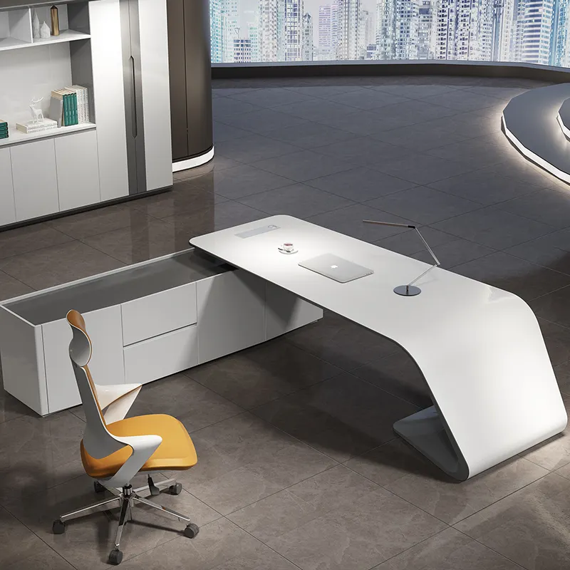 High End Office Furniture Mfc Board Executive Boss Office Desk L Shaped Table Modern Factory Design Luxury Office Desks