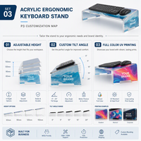 Support de clavier ergonomique incliné en acrylique personnalisé, support OEM à marque privée, rehausseur de clavier mécanique en acrylique massif pour la décoration de bureau