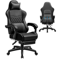 AJUNION Chaise de jeu inclinable avec housse en cuir amovible, accoudoirs articulés, repose-pieds et appui-tête, idéale pour le bureau et les jeux