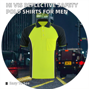 In Stock High Visibility Reflective Safety <b>Polo</b> <b>Shirts</b> CLASS 2 EN ISO 20471 Breathable Polyester Short Sleeve <b>for</b> <b>Men</b> - Product Image 2