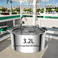 Fontaine à eau automatique ovale pour chats et chiens de 3,2 L, avec robinet en acier inoxydable, distributeur en forme de robinet, pour intérieur/extérieur, avec filtre