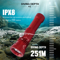 Lampe de plongée rechargeable Asafee IP68 XHP70.2, corps en alliage d'aluminium, lampe de poche, lumière sous-marine 150 m pour plongeurs professionnels