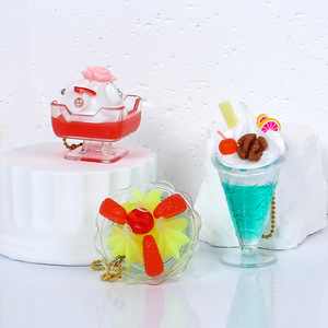 จี้ห้อยกระเป๋านักเรียนรูปถ้วยไอศกรีมจิ๋วจำลอง ของตกแต่ง DIY อุปกรณ์เสริมเครื่องประดับ - Product Image 3