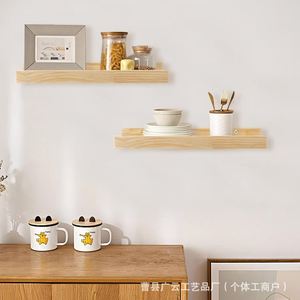 Étagère murale flottante en bois Guangyun 30x12x4cm couleur naturelle pour cuisine, salon, rangement et présentation - Product Image 2
