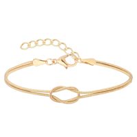 Pulsera de Acero Inoxidable de Doble Capa con Cadena de Serpiente y Nudos, Bañada en Oro de 18K, Inoxidable, para Mujer