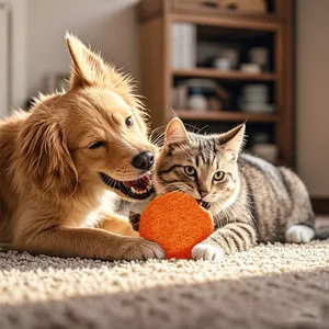 <b>Dog</b> Teething <b>Ball</b> Chew Toy Natural Loofah Modern Cartoon Design 6.5cm Anti-Bite Pet Anxiety Relief Indoor Outdoor Use - Product Image 3