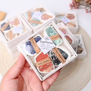 Caja de Regalo con Piedras Naturales de Cristal Crudo con Signos del Zodiaco y Palabras Curativas - Product Image 4