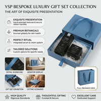 Ensemble d'emballages de luxe sur mesure pour soins de la peau bleus avec boîte cadeau rigide à couvercle personnalisé et garniture en raphia