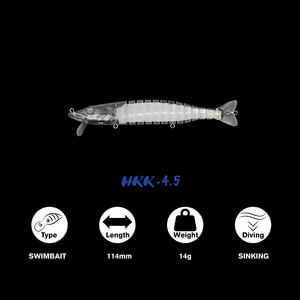 Leurre de pêche articulé <span class=keywords><strong>Banshee</strong></span> 114mm 14g HKK4.5 multi-sections non peint, corps de leurre vierge non peint - Product Image 5