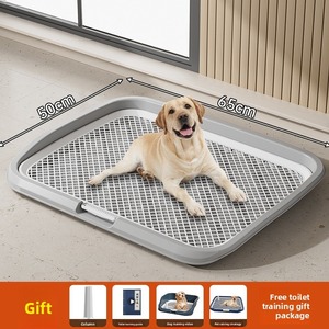 Toalete extra-grande do cão do projeto liso com barreiras altas para impedir espirros suporte livre incluído para cães pequenos médios grandes - Product Image 6