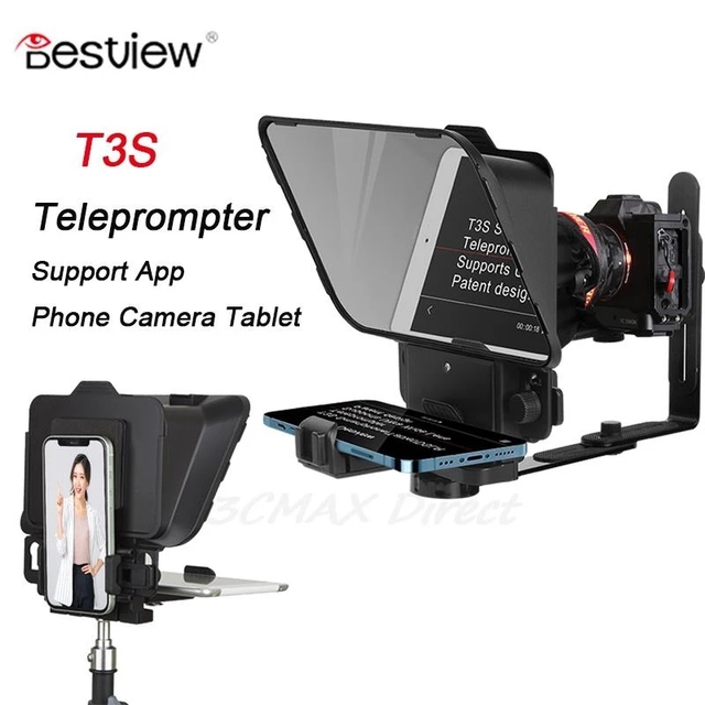 Bestview T3 T3S Smartphone/Tablet/DSLR Camera Teleprompter Support APP Control Wide Angle Lens for Speech Live Video