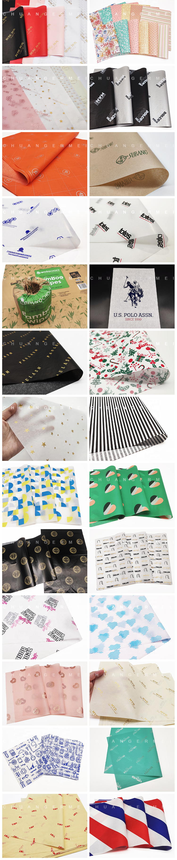 17gsm Tissue Paper Customized Full Orange with Silver Logo for Flower/Toy/Electro<i></i>nic Products Packaging