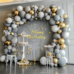 Cadena de bolas de aire de látex gris de alta calidad, decoración de arco, Fondo de fiesta de cumpleaños o boda para niños, diseño de guirnalda - Product Image 3