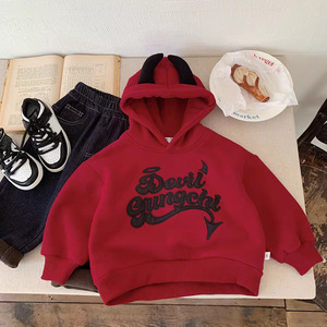 <span class=keywords><strong>Pull</strong></span> d'hiver pour garçons et filles, style occidental pour bébé, personnalisé, tendance, <span class=keywords><strong>marque</strong></span> nouvelle année, lettre rouge, monstre, doublure en polaire - Product Image 1