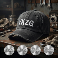 Casquette rétro style 'Dad Hat' avec logo personnalisé, broderie Barudan, effet 3D en relief de 3,0 mm, corps en coton lourd 12 oz délavé, couronne déchirée et effet usé