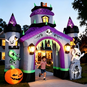 Arche gonflable de Halloween, château gonflable, décoration fantôme effrayant et citrouille, lumières LED, écran de 5m, ventilateur intégré, pour événements extérieurs et <span class=keywords><strong>jardin</strong></span> - Product Image 3