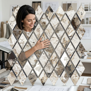 Carreaux de mosaïque murale en porcelaine de la collection Diamond de la marque Vistaar, métalliques, 300x300 mm, pour l'Europe et les États-Unis - Product Image 1