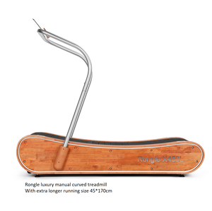 Cinta de correr manual curvada de lujo hecha a mano de madera y acero inoxidable, cinta de correr silenciosa con funcionamiento natural - Product Image 2