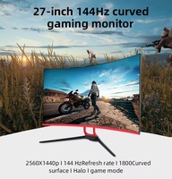 Écran de jeu LCD 27 pouces, 500 luminance mince, 2K incurvé, 144Hz, Base rotative LED, moniteur de jeu LCD