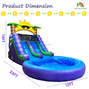 Thương MạI Đôi làn đường trượt nước plam cây trượt nước <span class=keywords><strong>Inflatable</strong></span> với hồ bơi, leo núi - Product Image 2
