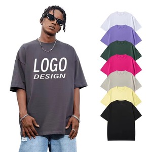 T-shirt vintage délavé à l'acide pour homme, logo personnalisé, effet vieilli, coton épais 100%, coupe oversize, style décontracté tricoté - Product Image 6