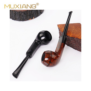 Muxiang Handmade Solid Wood Tobacco Pipe Straight Type Acrylic Mouthpiece Briarwood Smoking Pipe Custom Made - Product Image 5