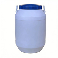 Ember Plastik HDPE Berkualitas Tinggi 50L, Wadah Plastik untuk Air dan Bahan Kimia, Food Grade dengan Tutup Merah