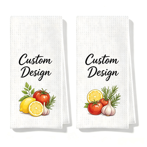 Serviettes de cuisine en microfibre douce à motif gaufré, fourniture directe usine, impression de logo personnalisé, chiffon de nettoyage absorbant, design sur mesure - Product Image 1