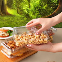 Conteneur en plastique PET transparent, recyclable, pour dattes, fruits secs, friandises, épicerie et emballages à emporter