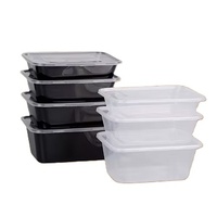 Boîte de rangement rectangulaire jetable en plastique sans BPA empilable, boîte à lunch bento, boîte à emporter pour aliments