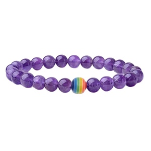 Hot bán có thể điều chỉnh tự nhiên thạch anh tím hạt cầu vồng người yêu của vòng đeo tay Yoga niềm tự hào Đồng Tính Vòng đeo tay - Product Image 1