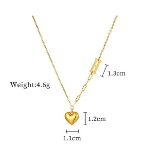 Saint Valentin amour épissage titane acier <span class=keywords><strong>ne</strong></span> se décolore <span class=keywords><strong>pas</strong></span> nouveau coeur plaqué or 18K femmes colliers - Product Image 1