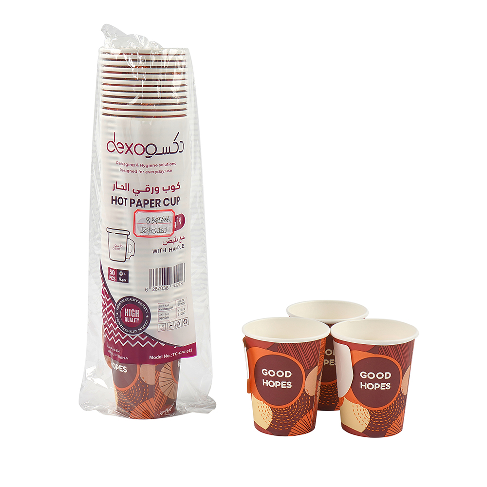 Wholesale Customized Printed Single Wall Packaging with Handle Paper Cup