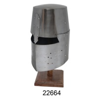 Casque ancien en fonte d'argent, casque de chevalier à armure médiéval pour la décoration de la maison, en vente