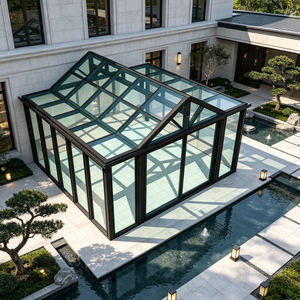 Pavillon de jardin modulaire triangulaire vitré en aluminium, résistant aux intempéries, pour balcon, <span class=keywords><strong>terrasse</strong></span>, véranda, maison en verre, villa, hôtel, mur-rideau - Product Image 4