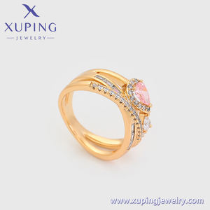 X000669459 Perhiasan XUPING Batu Zirkonia Kubik Sintetis Bentuk Salib Oval Batu <span class=keywords><strong>Pink</strong></span> Cincin Wanita - Product Image 3