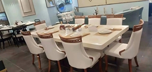 Modern Wooden Dinner Dining Table and Chairs 6 Dinning Chairs Modern Marble Dining Room Furniture Table Set - Product Image 6