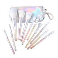 JLY Ensemble de 11 pinceaux de maquillage miniatures colorés pour les voyages, poils synthétiques, pinceaux pour le visage et les yeux, kit de pinceaux portable