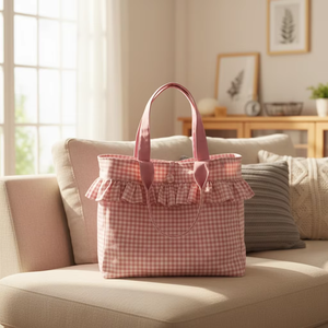 Borse Tote da Donna Classiche in Tessuto Gingham di Alta Qualità, Riutilizzabili per Viaggi e Shopping - Product Image 5