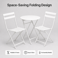 Ensemble table et chaises pliantes trois pièces en fer forgé, style américain moderne et minimaliste, pour l'extérieur et les cafés