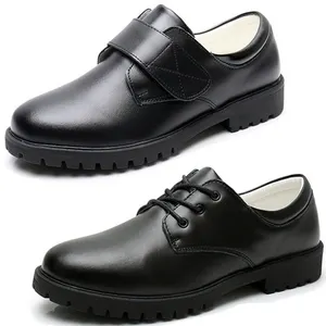 Sepatu Oxford kulit asli pria, sneaker pakaian kantor bisnis pernikahan Formal warna campur hitam kopi