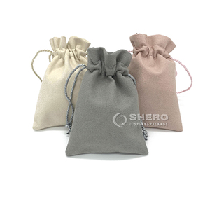 Elegant Microfiber <b>Drawstring</b> Pouch Suitable For Rings <b>Bracelets</b> Pendants Factory Custom Emboss Logo Designs Lightweight - Product Image 5