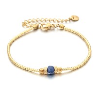 Zooying bohème carré pierre naturelle Lapis Lazuli améthyste Bracelet or perle de riz pour les femmes tissé à la main perles de riz Bracelet