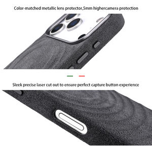 <span class=keywords><strong>Coque</strong></span> de téléphone magnétique tendance et très vendue en daim italien ondulé avec protection métallique pour objectif d'appareil photo pour <span class=keywords><strong>iPhone</strong></span> 17 Pro Max - Product Image 5