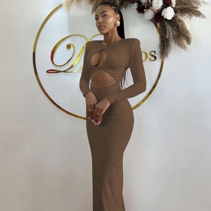 Abito Midi da donna autunno inverno 2025 le nuove tendenze <span class=keywords><strong>abbigliamento</strong></span> ecologico in tinta unita - Product Image 5